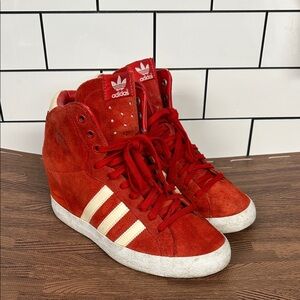 Adidas Wedge Sneakers Red Suede Y2K Women’s Size 8